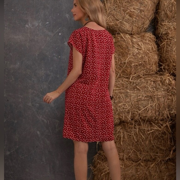 Emery Rose Batwing Sleeve Allocer Heart print Dress - Picture 2 of 2